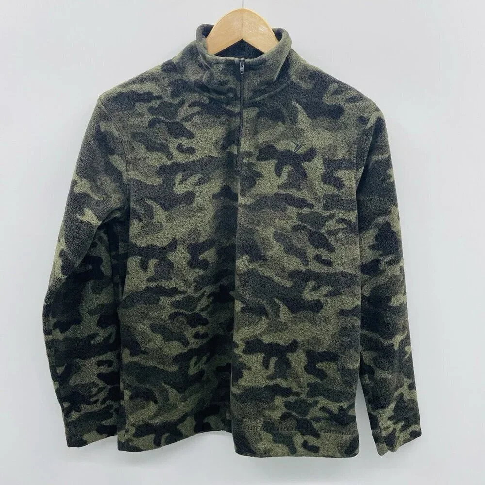 Old Navy Youth Boys Size XL 14/16‎ 1/4 Zip Fleece Camo Print Pullover in Green